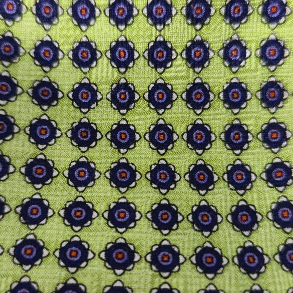 JZ Richards Lime Green/Blue Geometric‎ 100% Silk Tie Handmade in USA - Picture 2 of 6